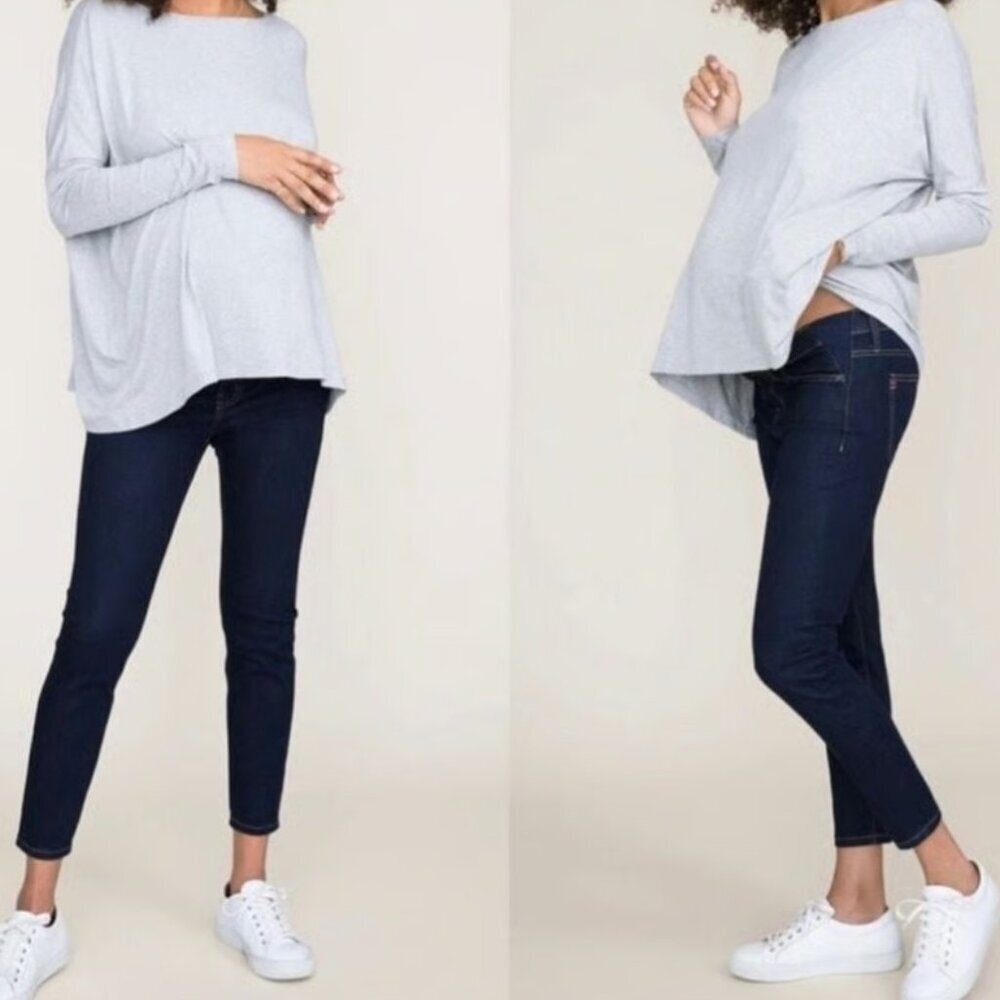 Current/Elliott x Hatch Size 27 The Maternity Stiletto Serenity Dark Wash Jeans
